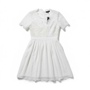 Lulus Angel in Disguise White Lace Skater Dress NWT Size Small Mini